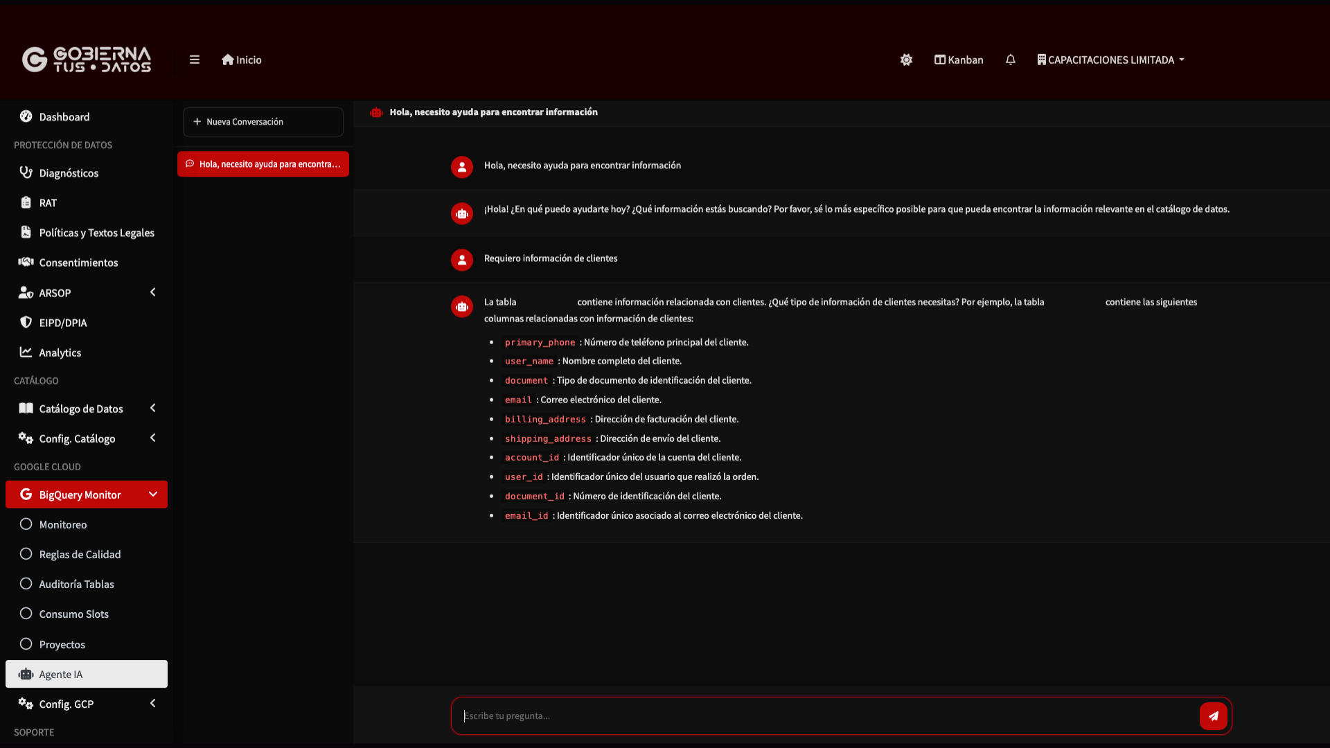 Asistente IA Gobierno de Datos